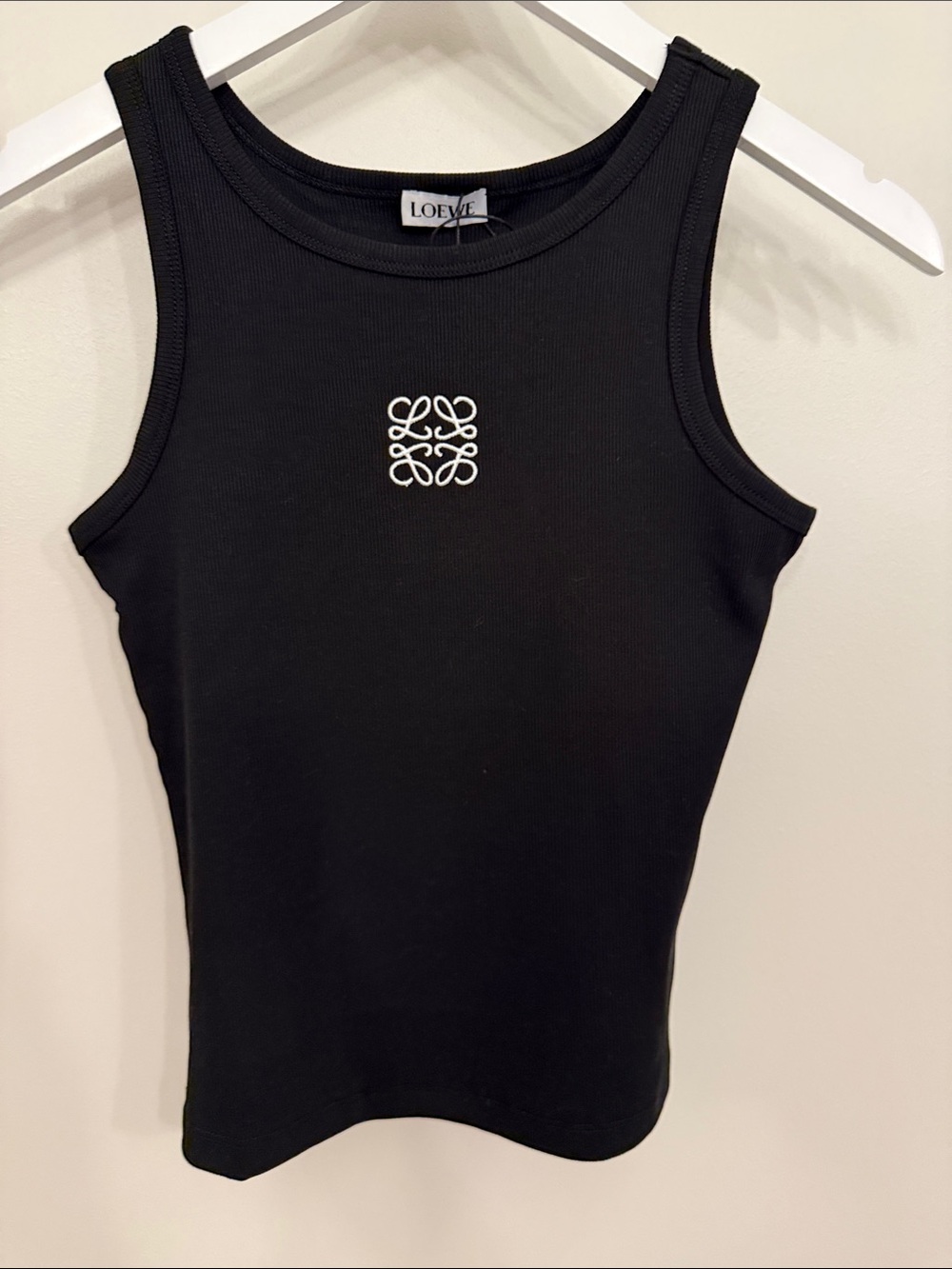 Loewe Black Ribbed Tank with White Anagram Logo